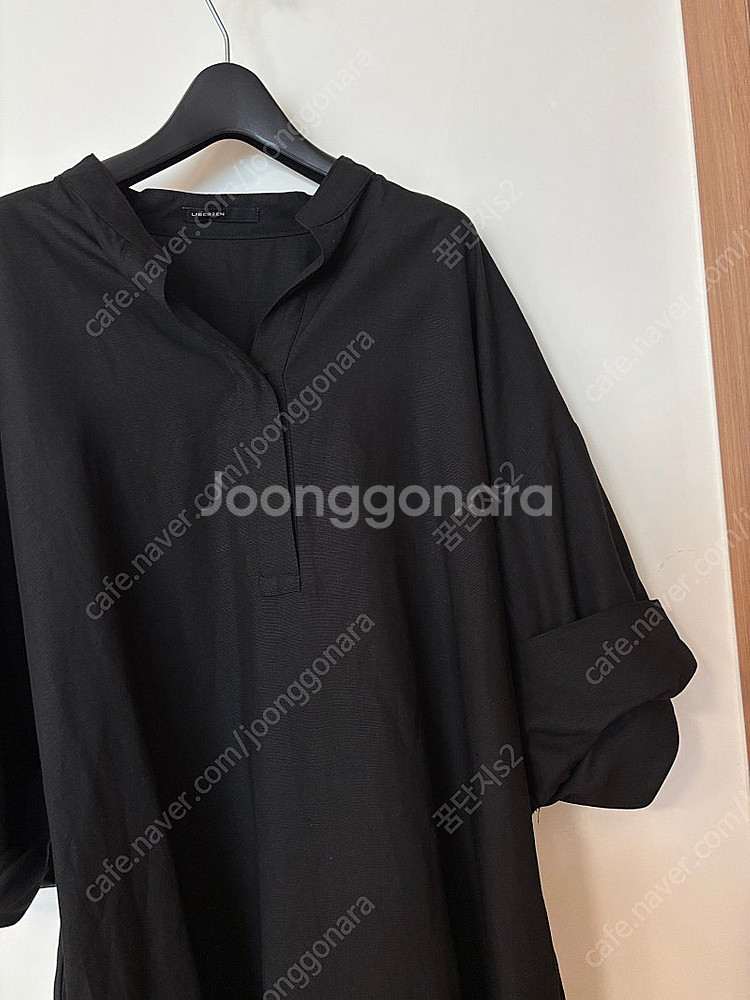 리버젠 린넨 레이온 블랙 후들후들 셔츠 오버핏 원피스 ...--2