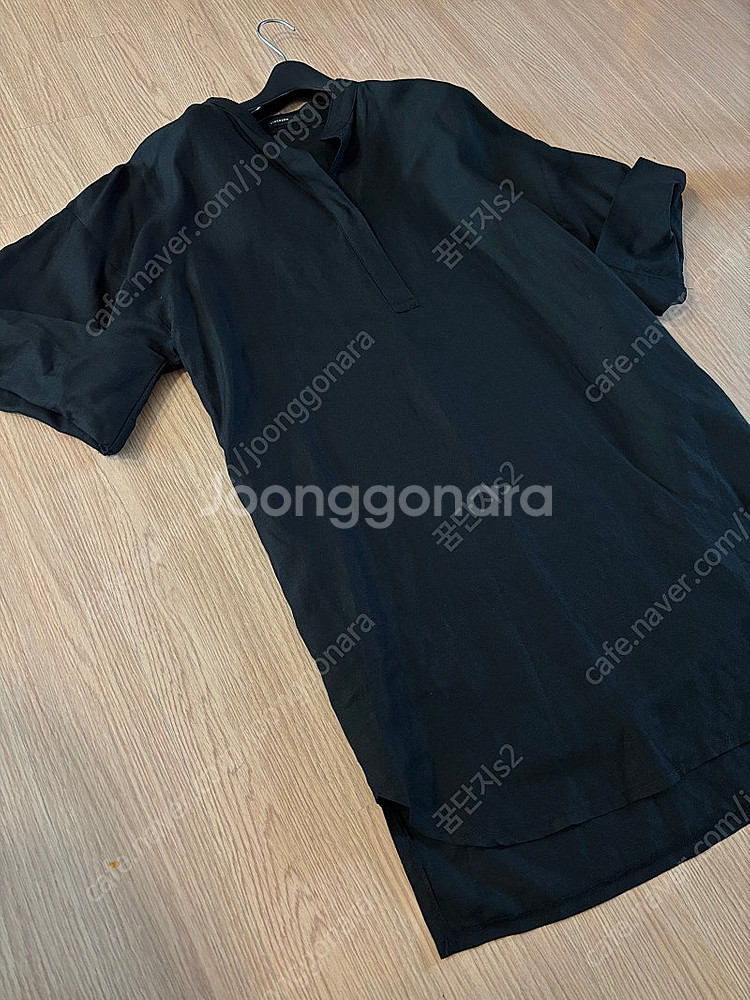 리버젠 린넨 레이온 블랙 후들후들 셔츠 오버핏 원피스 ...--9