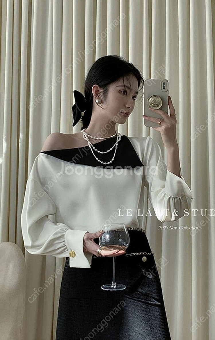 르라트 진저 배색 블라우스(아이,새상품)--0