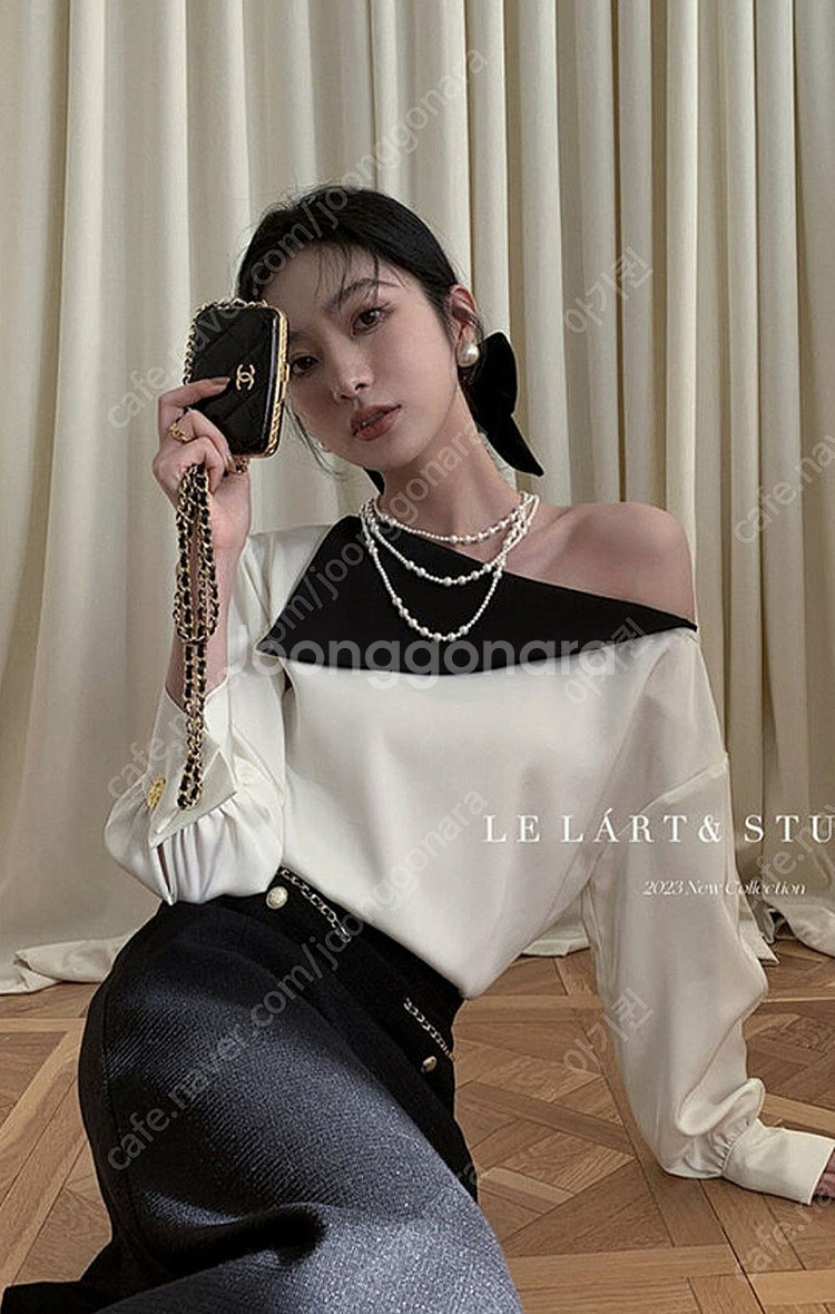 르라트 진저 배색 블라우스(아이,새상품)--4