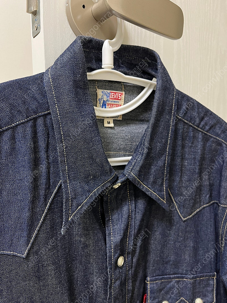 리바이스빈티지클로딩 Lvc 1955 Sawtooth 리지드 데님셔츠 USA 콘밀 M사이즈 더블알엘,RRL,오어슬로우... 이미지