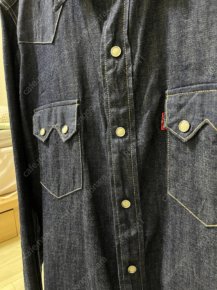 리바이스빈티지클로딩 Lvc 1955 Sawtooth 리지드 데님셔츠 USA 콘밀 M사이즈 더블알엘,RRL,오어슬로우... 이미지