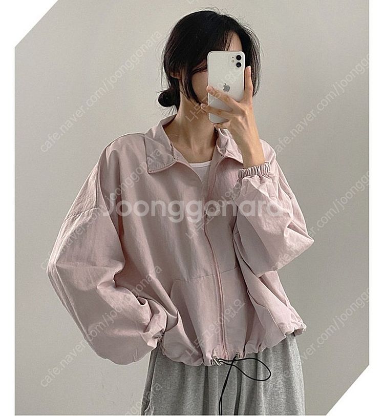 나일론 오버핏 세미크롭 야상 윈드브레이커--4