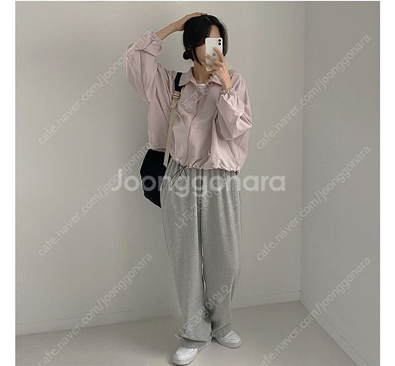 나일론 오버핏 세미크롭 야상 윈드브레이커--9