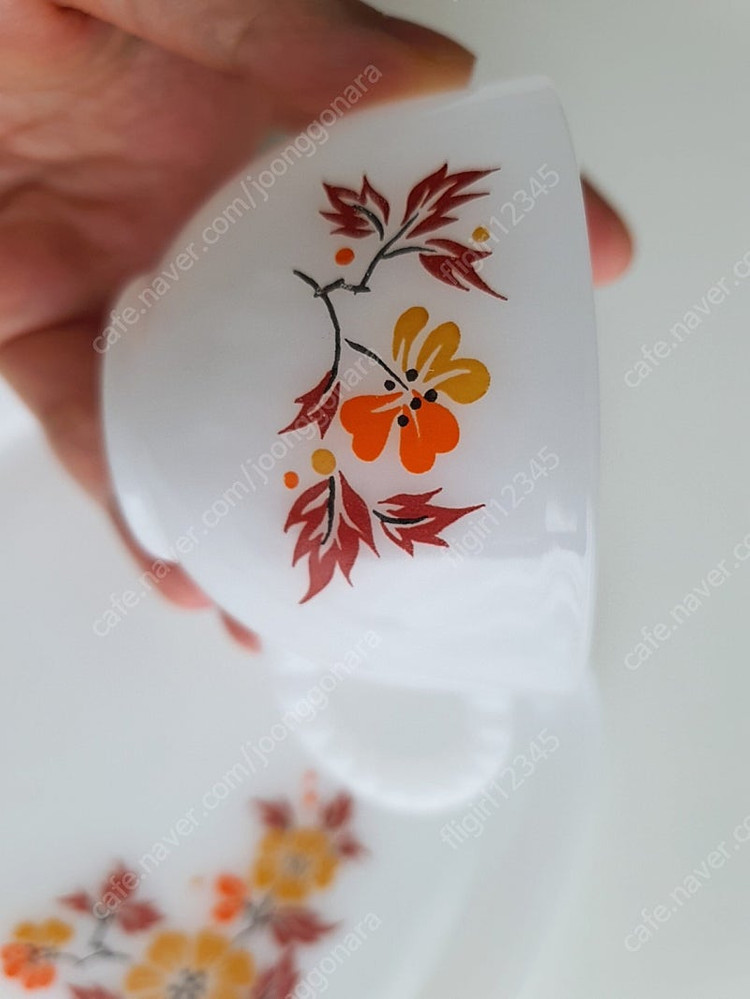 빈티지 밀크글라스 스낵세트 패더럴글라스 이미지