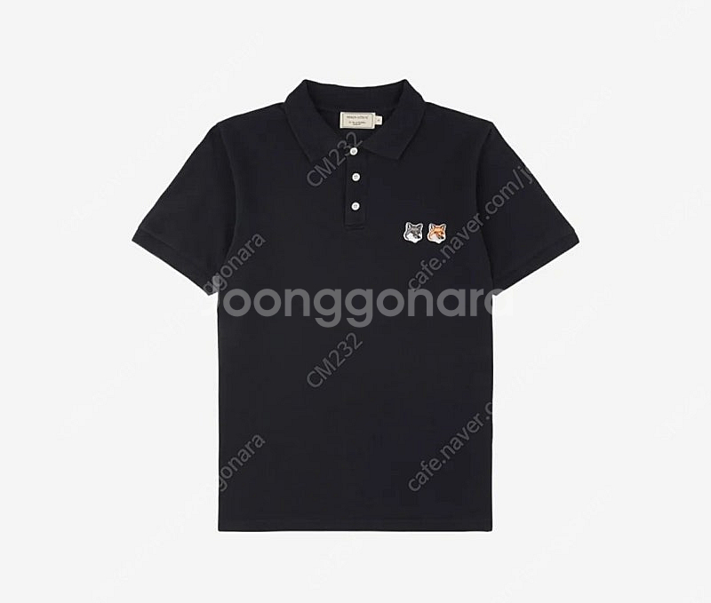 메종키츠네 더블 폭스헤드 카라 반팔 티셔츠 XL사이즈 차콜색상(앤트러사이트 색상) 새제품 ( 카라티 반팔티 )--1