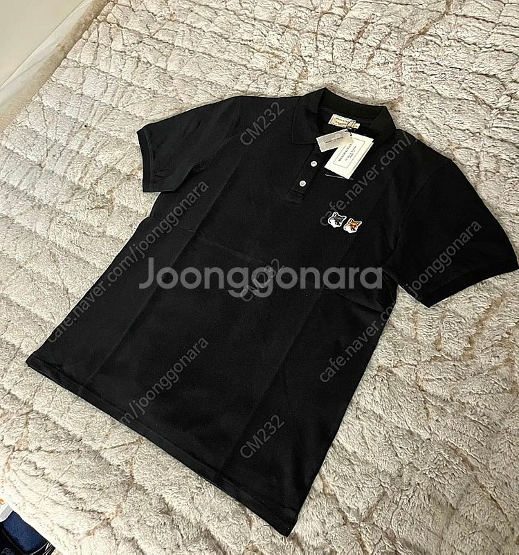 메종키츠네 더블 폭스헤드 카라 반팔 티셔츠 XL사이즈 차콜색상(앤트러사이트 색상) 새제품 ( 카라티 반팔티 )--3