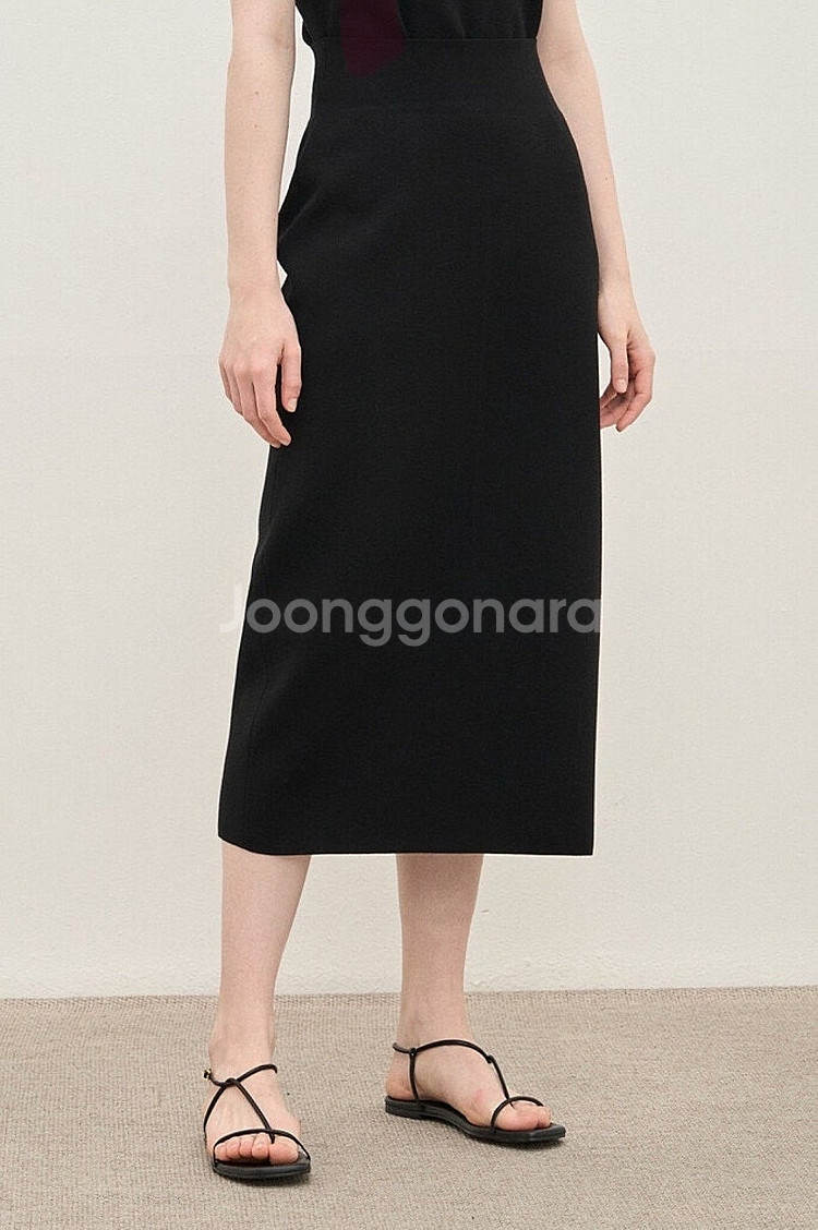 더캐시미어 슬릿 니트 스커트 - 블랙 , 64--4