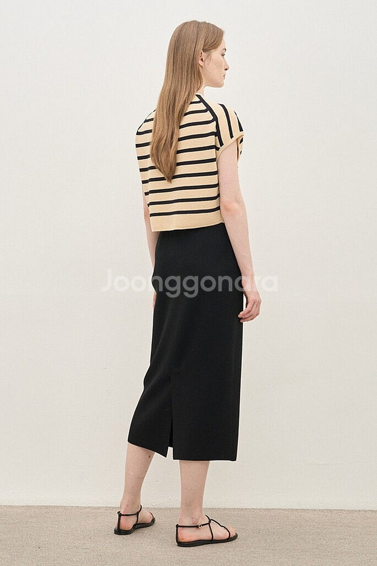 더캐시미어 슬릿 니트 스커트 - 블랙 , 64--9