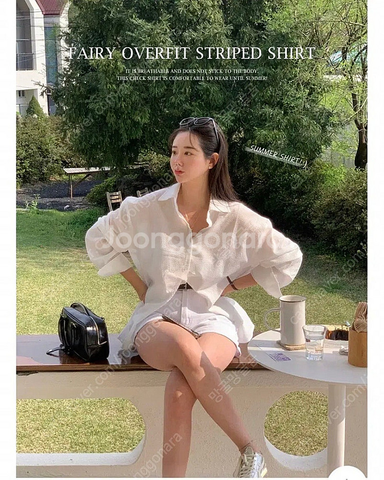 베이델리 페어리 시어서커 오버핏 스트라이프 셔츠--0