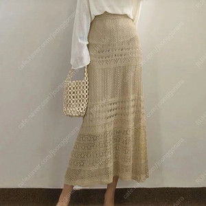 아이보리 베이지 크로쉐 레이스 롱스커트 미사용 휴가룩 바캉스룩