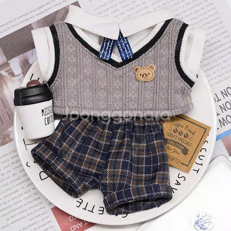 20cm 인형옷 교복 회색/아이보리 개별 판매합니다.--0