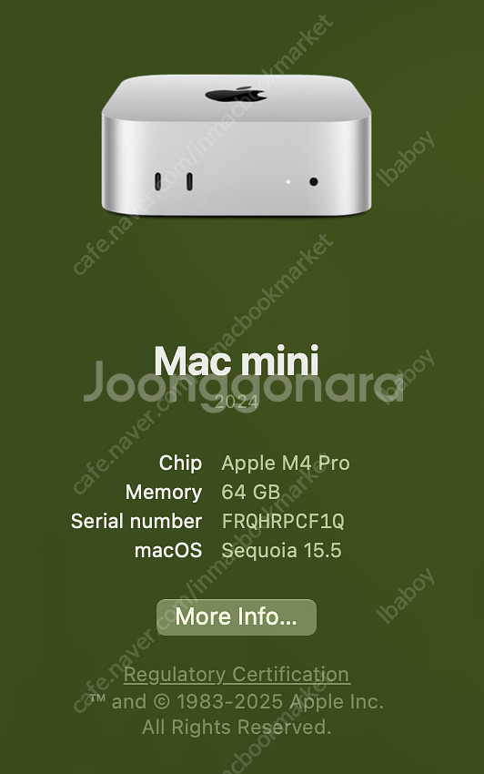 맥미니 m4pro cto / 64g / 1tb--4