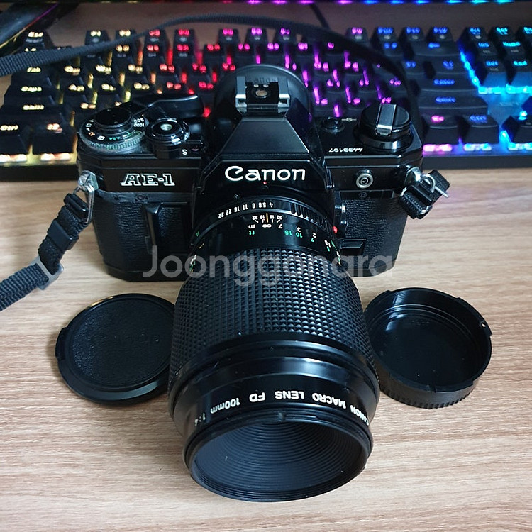 캐논 AE1+100mm F4 FD 수동 마크로 렌즈+내...--0