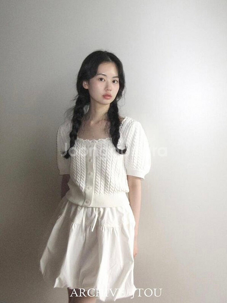 아카이브제이투유 크로셰 퍼프 니트 아이보리--2