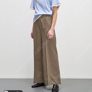 시스템 린넨 블렌드 밴딩 와이드 팬츠
