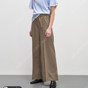 시스템 린넨 블렌드 밴딩 와이드 팬츠