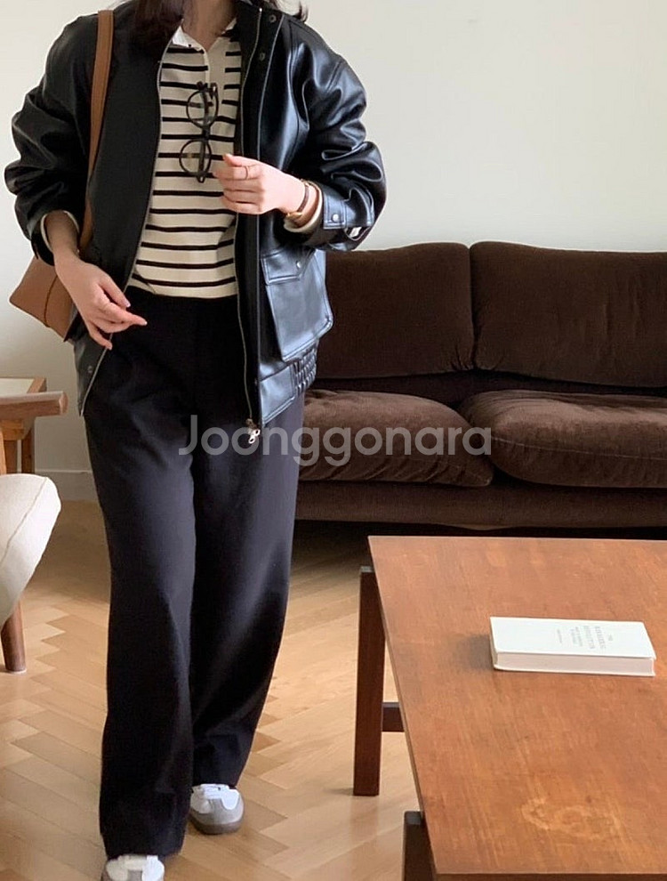 블룸인메이 빈티지 레더 블루종 - 블랙--8