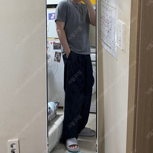 [새상품]무신사스탠다드 버티컬 슬러브 세미 벌룬 데님 팬츠 34