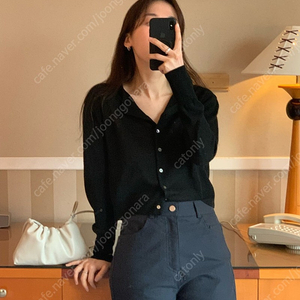 fllanel 플라넬 샤벳 린넨 가디건 블랙