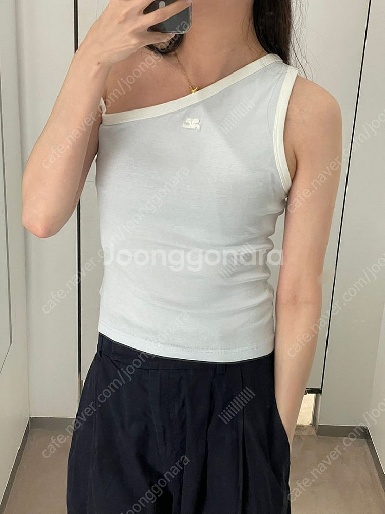 Courreges 꾸레쥬 원숄더 탑 아이스블루 M 새상...--3