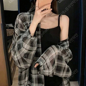 여름 시스루 루즈핏 체크셔츠 빅사이즈 에어컨 바람막이 살안타템