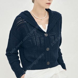 (새상품) 한섬 마인 크로셰 후드 니트 가디건 MN2D5KCD584WP