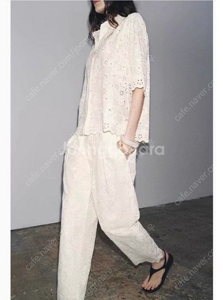 ZARA 자라 ZW 컬렉션 펀칭 자수 셔츠 & 팬츠 세...--1