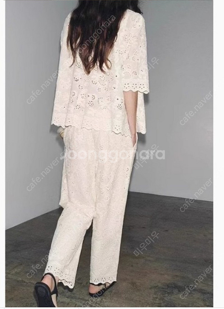 ZARA 자라 ZW 컬렉션 펀칭 자수 셔츠 & 팬츠 세...--2