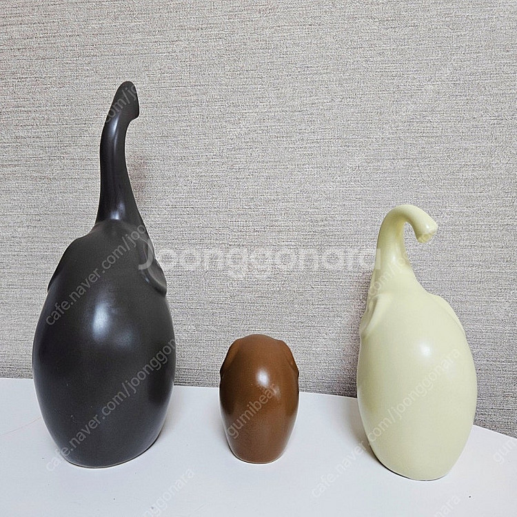 복 들여오는 아기코끼리 가족 고급 무광 세라믹 조각상 ...--1