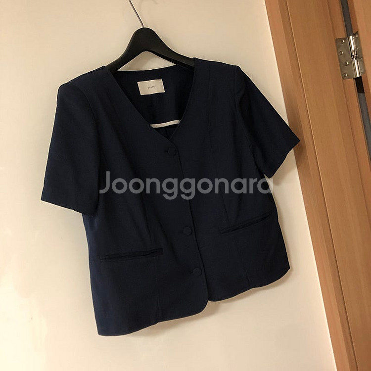 브이넥 노카라 반팔 자켓 출근룩 결혼식 하객룩 올드머니...--1