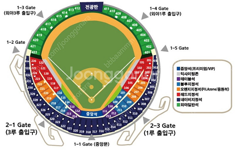 8/5(화) 잠실 LGvs두산 네이비 323블록 7열 ...--0