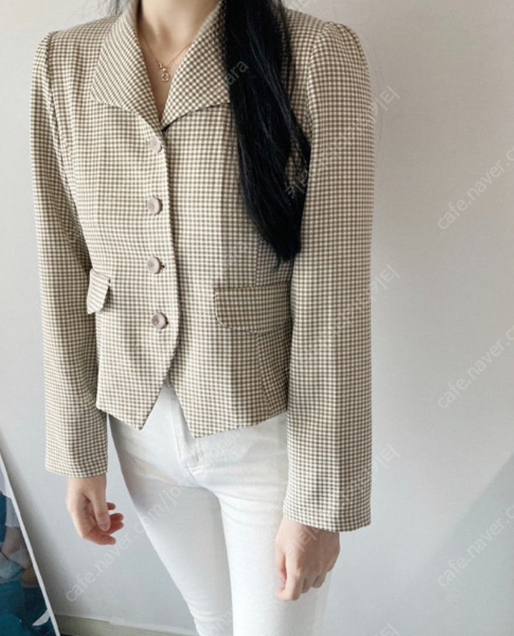 체크 카라자켓 블랙--1