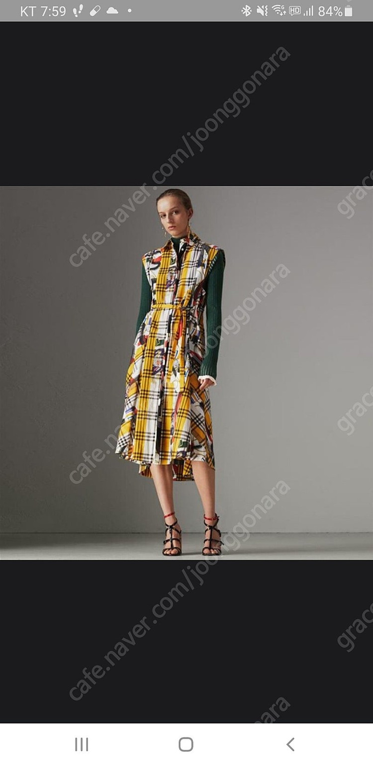 (새상품) 버버리 프린트체크셔츠 롱원피 이미지