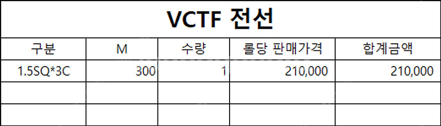 VCTF전선 1.5SQ*3C 1롤 저렴하게 판매합니다--0