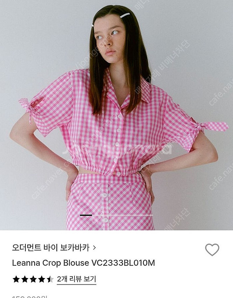 정리초특가 49,000원>보카바카 핑크 체크 반팔 셔츠--0
