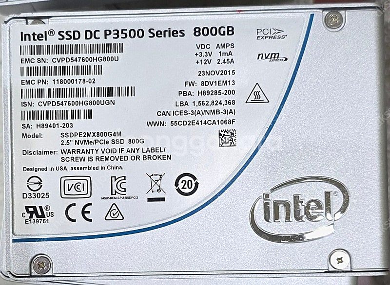 인텔 DC SSD sas P3500 800GB 서버 스...--0