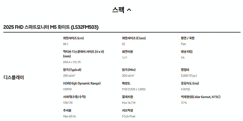 [미개봉] 삼성 스마트모니터 M5 화이트 32인치 20...--1