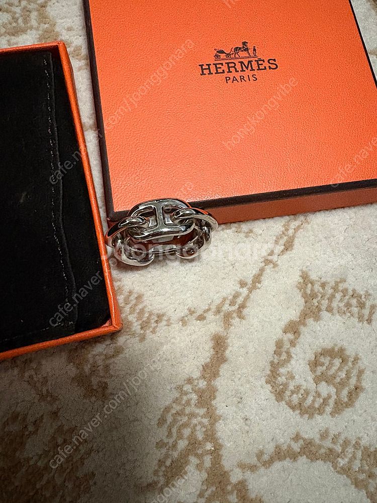 에르메스 Hermes 레가테 스카프링 실버--5
