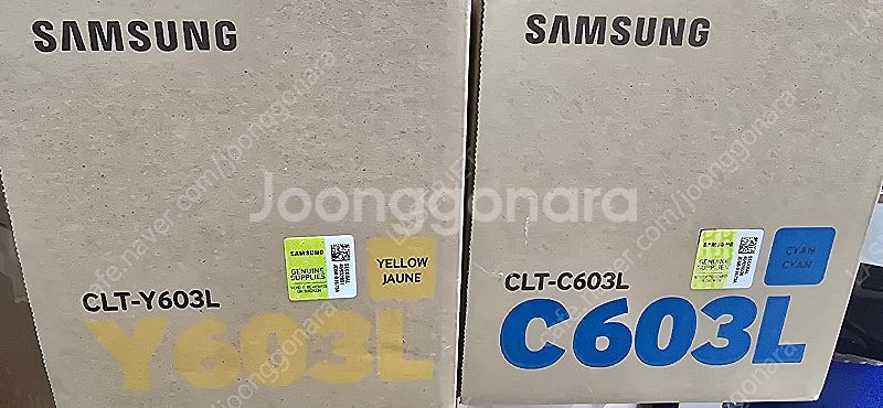 삼성정품토너 CLT-603L 팝니다.(파랑/노랑)--0