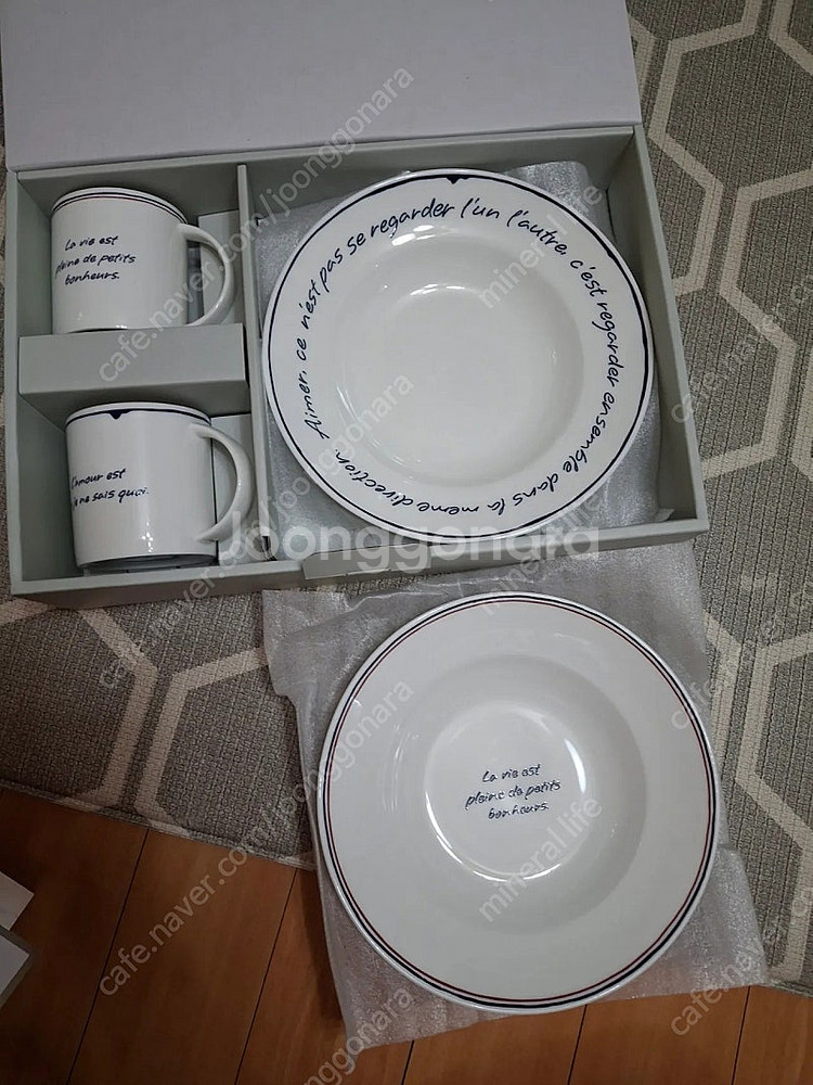 한국도자기 레떼드파리 스넥 머그컵 2종 + 접시 2p ...--1