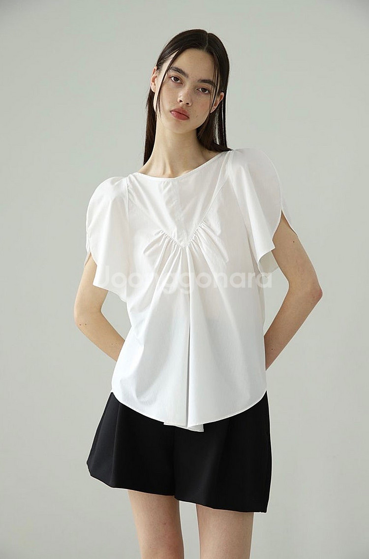녹섭 sleeve hul blouse--1