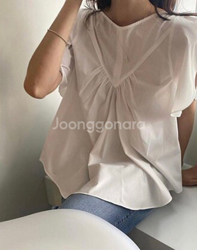 녹섭 sleeve hul blouse--6