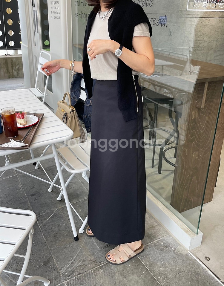 25S/S Classic Cotton Maxi Long skirt 베티진 클래식 코튼 맥시 롱 스커트 블랙 미듐--5