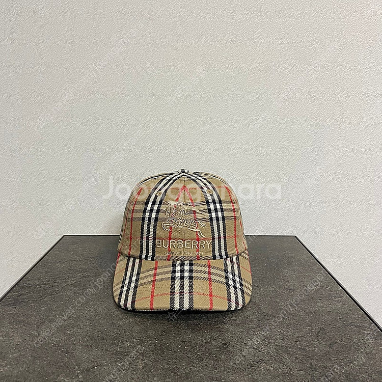슈프림X버버리 노바체크 데님 베이지 볼캡 모자--0