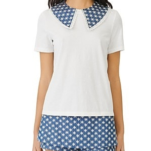 MAJE 마쥬 데님카라 반팔 티셔츠 1 / 랑방 마인 오브제 타임 럭키슈에뜨 산드로 마쥬 오르 시에 시스템