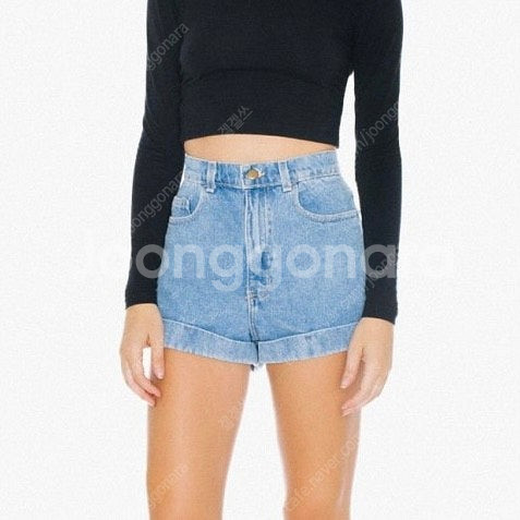 아메리칸어패럴 데님 쇼츠 연청 25 새상품--0