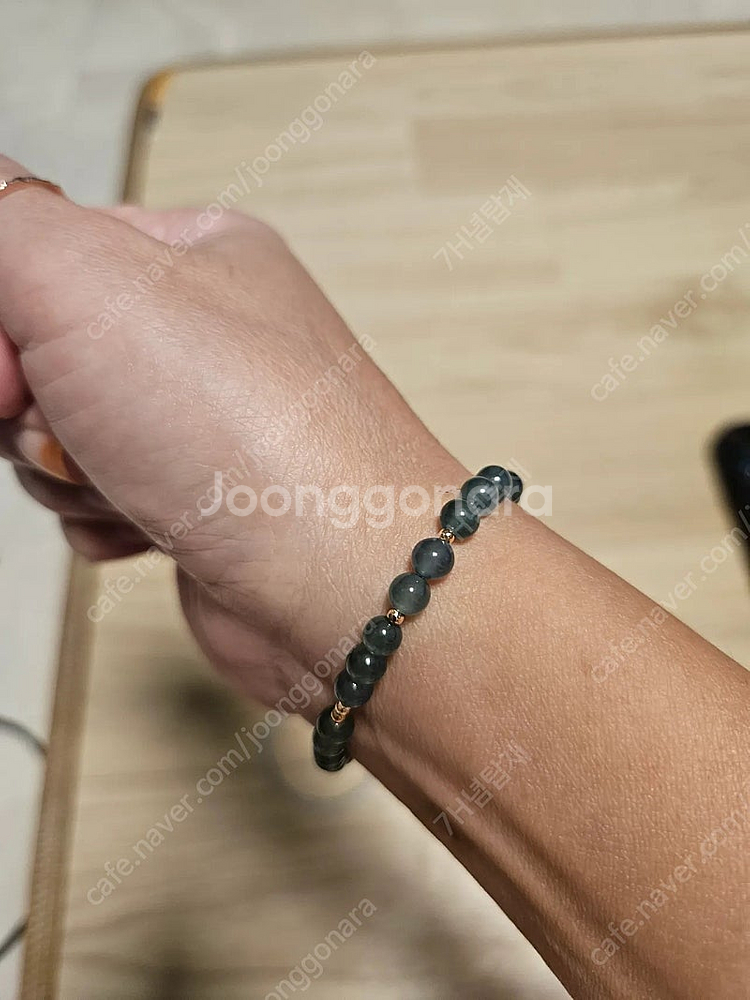 14k 금볼+천연비취 팔찌/새상품--1