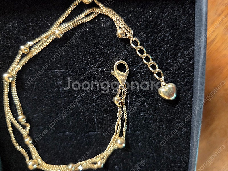 14k 볼 하트 통통 3줄 팔찌--1