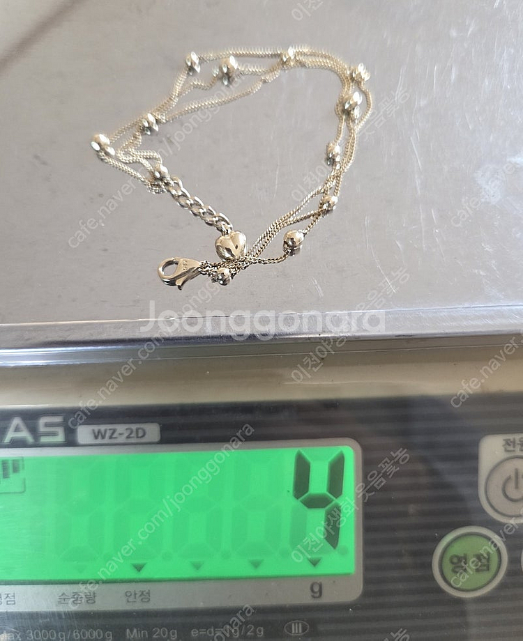 14k 볼 하트 통통 3줄 팔찌--3